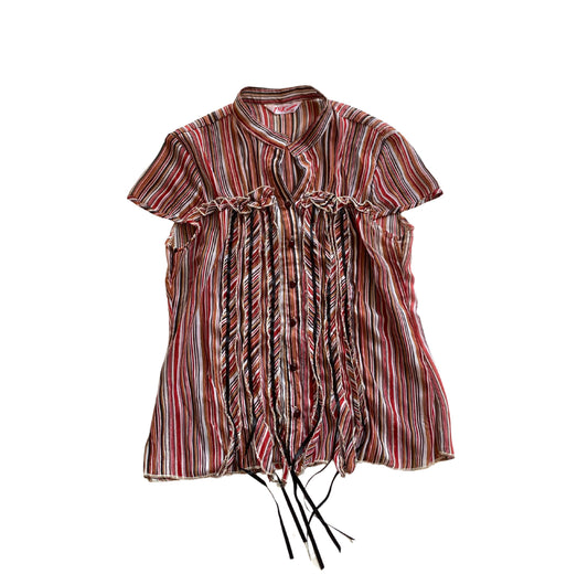 Mesh Red Stripe Top